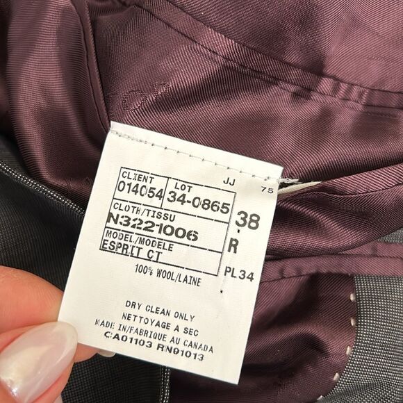 NWOT Jack Victor Esprit CT Micro Pattern Super 100’s Wool Jacket in Gray sz 38R - Picture 13 of 13